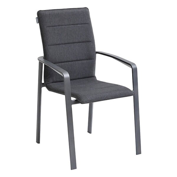 HESPERIDE - Fauteuil de jardin empilable "Diese" anthracite & graphite en aluminium traité époxy - large