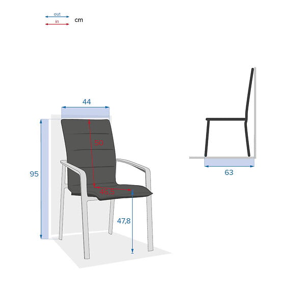 HESPERIDE - Fauteuil de jardin empilable "Diese" anthracite & graphite en aluminium traité époxy - large