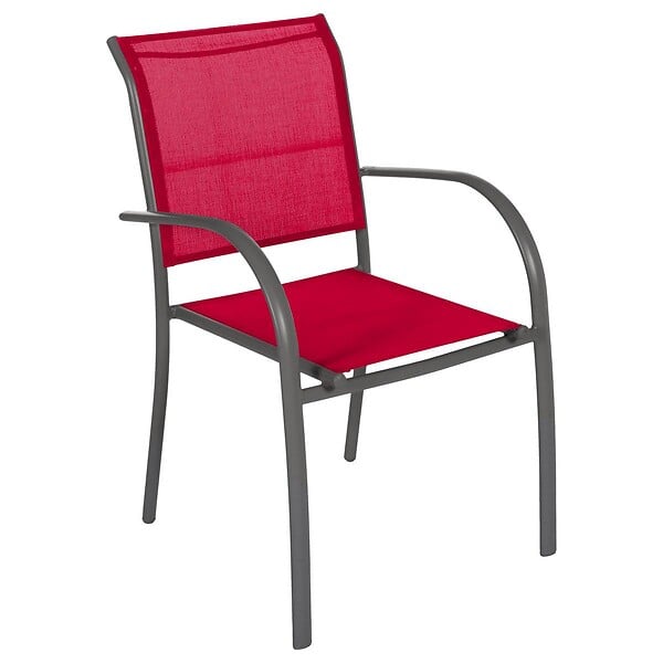 HESPERIDE - Fauteuil de jardin empilable "Piazza" grenade & graphite en aluminium traité époxy - large