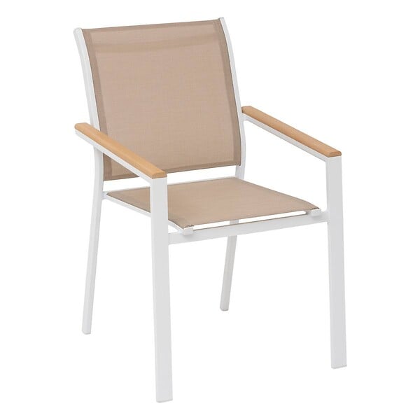 HESPERIDE - Fauteuil de jardin empilable "Essentia"  lin blanc en aluminium traité en epoxy - large