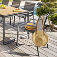 HESPERIDE - Fauteuil de jardin empilable "Essentia" anthracite & graphite en aluminium traité en epoxy - vignette