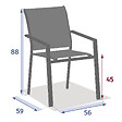 HESPERIDE - Fauteuil de jardin empilable "Essentia" anthracite & graphite en aluminium traité en epoxy - vignette