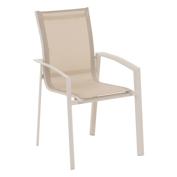 HESPERIDE - Fauteuil de jardin empilable "Axant" lin & argile en alumunium - large