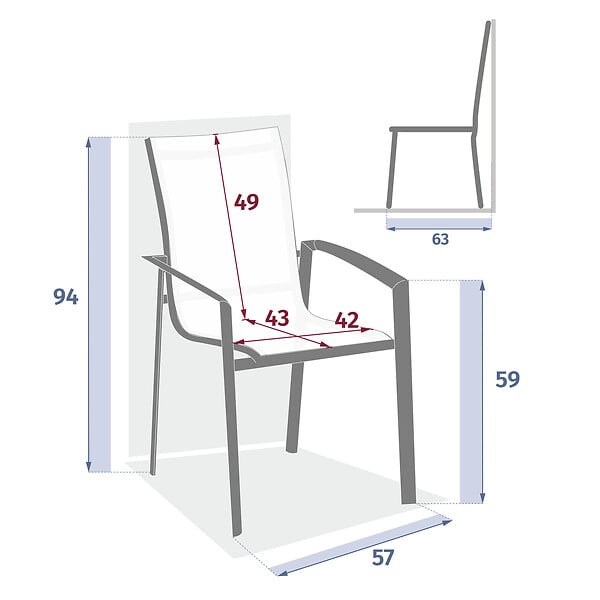HESPERIDE - Fauteuil de jardin empilable "Axant" lin & argile en alumunium - large