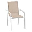 HESPERIDE - Fauteuil de jardin empilable "Axant" lin & blanc en aluminium traité époxy - vignette