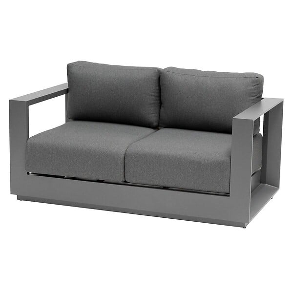 HESPERIDE - Canapé de jardin "Allure" 2 places graphite & gris zebrano en aluminium traité époxy - large