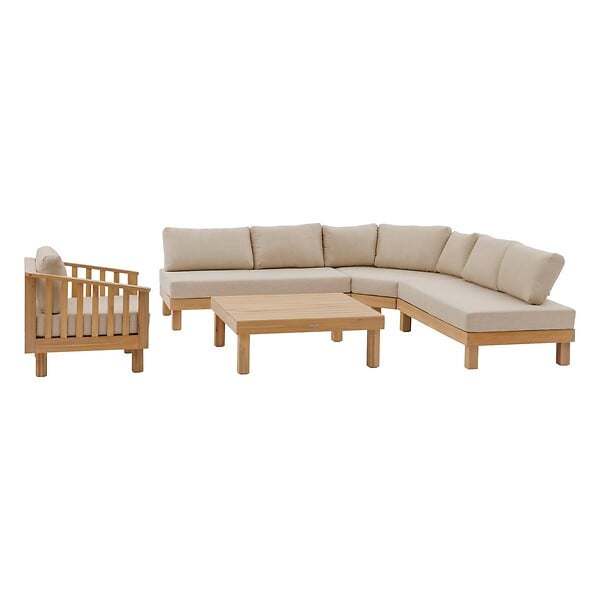 HESPERIDE - Salon de jardin "Xenia" 6 places en polyester et acacia - large