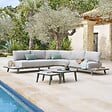 HESPERIDE - Salon de jardin "Pulpy" vert laurier 7 places en aluminium et polyester - vignette
