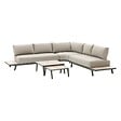 HESPERIDE - Salon de jardin "Pulpy" vert laurier 7 places en aluminium et polyester - vignette