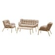 HESPERIDE - Salon de jardin "Meloane" taupe 5 places en polyester et acier - vignette