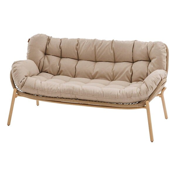 HESPERIDE - Salon de jardin "Meloane" taupe 5 places en polyester et acier - large