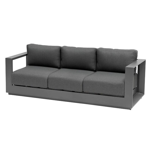 HESPERIDE - Canapé de jardin "Allure" 3 places graphite & gris zebrano en aluminium traité époxy - large