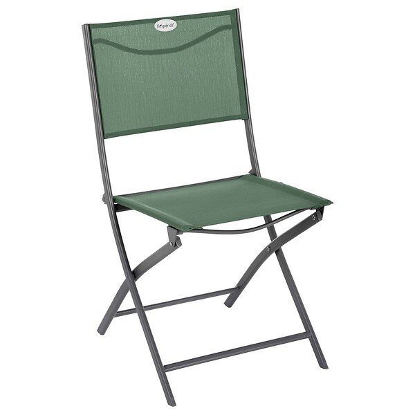 HESPERIDE - Lot de 4 chaises de jardin pliantes "Modula" vert olive & graphite en acier traité époxy - large