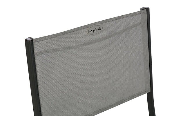 HESPERIDE - Lot de 4 chaises de jardin pliantes "Modula" galet & graphite acier traité époxy - large
