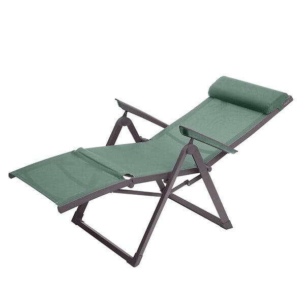 HESPERIDE - Fauteuil de jardin inclinable "Decima" vert olive & graphite 8 positions en aluminium traité époxy - large