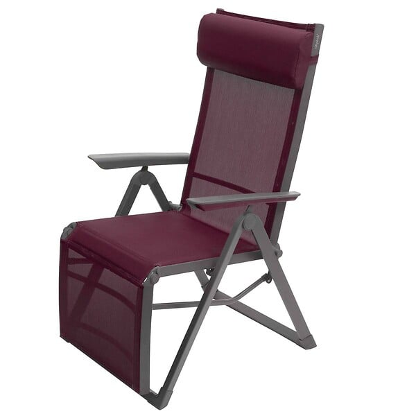 HESPERIDE - Fauteuil de jardin inclinable "Decima" bordeaux & graphite 8 positions en aluminium traoté époxy - large