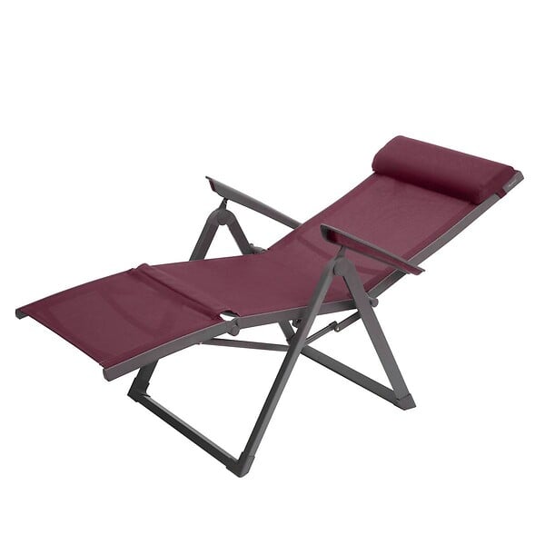 HESPERIDE - Fauteuil de jardin inclinable "Decima" bordeaux & graphite 8 positions en aluminium traoté époxy - large