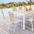HESPERIDE - Chaise de jardin empilable "Axant" lin & blanc en aluminium traité époxy - vignette