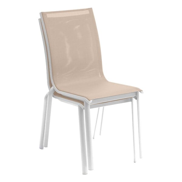 HESPERIDE - Chaise de jardin empilable "Axant" lin & blanc en aluminium traité époxy - large