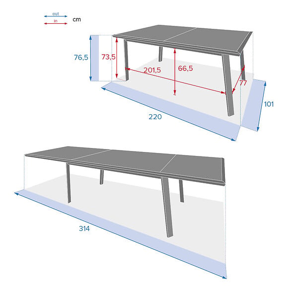 HESPERIDE - Table extensible rectangulaire alu Lin/Blanc Pavane - 8/12 places - Hespéride - large
