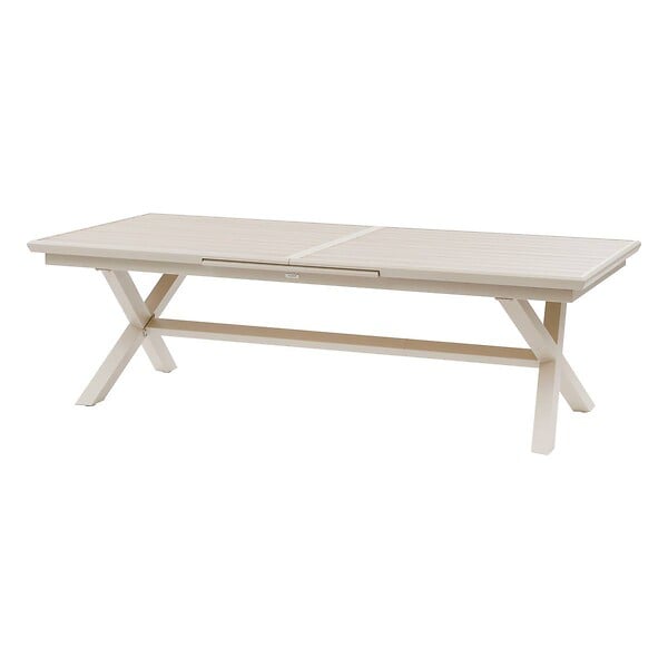 HESPERIDE - Table de jardin extensible "Axiome" effet bois lin & argile 12 places en aluminium - large