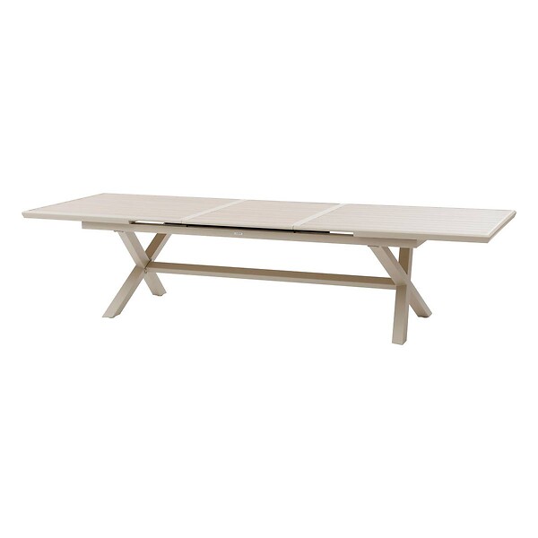 HESPERIDE - Table de jardin extensible "Axiome" effet bois lin & argile 12 places en aluminium - large