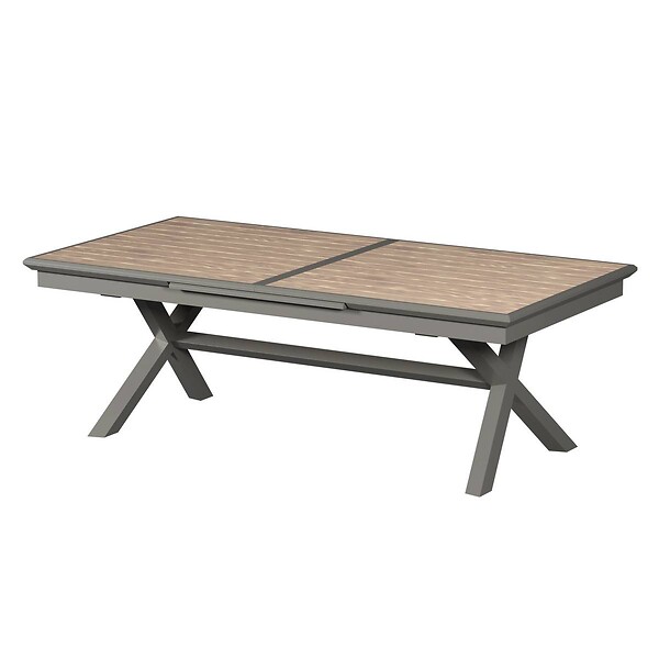 HESPERIDE - Table de jardin extensible "Axiome" effet bois honey & praline 12 places en aluminium traité époxy - large
