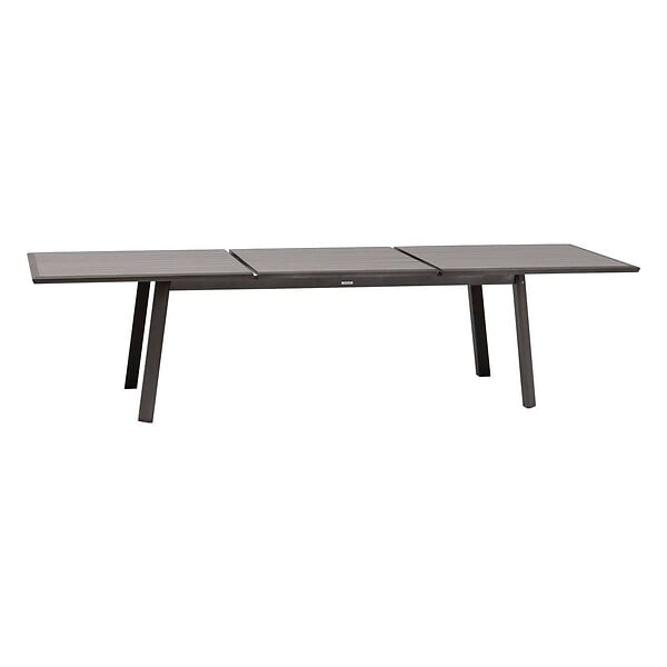 HESPERIDE - Table de jardin extensible "Pavane" seigle & praline 12 places en aluminium traité époxy - large