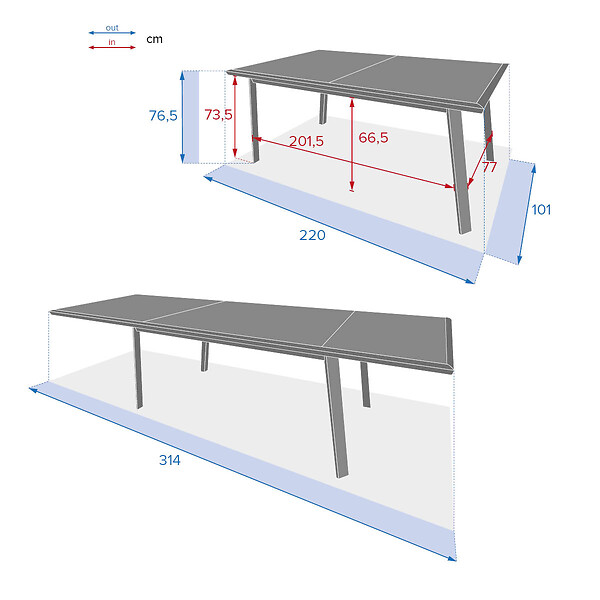 HESPERIDE - Table de jardin extensible "Pavane" seigle & praline 12 places en aluminium traité époxy - large