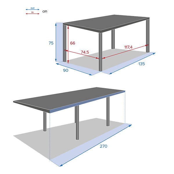 HESPERIDE - Table extensible rectangulaire alu Piazza 6/10 places Graphite - Hespéride - large