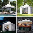VOUNOT - Tonnelle de jardin renforcée 3x3m pliable avec 4 parois et sac de transport a roulette blanche - vignette