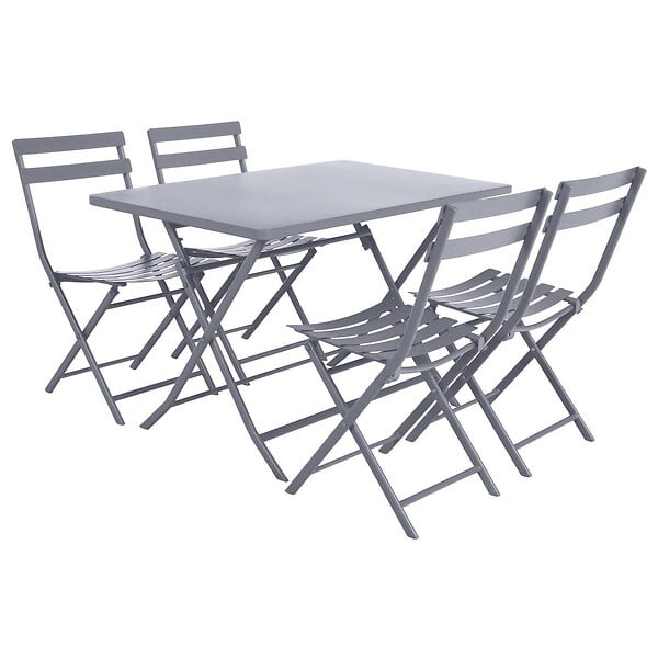 HESPERIDE - Table de jardin pliante rectangulaire "Greensboro" gris quartz 4 places en acier traité époxy - large