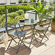 HESPERIDE - Table de jardin pliante ronde Greensboro vert laurier 2 places en acier - vignette