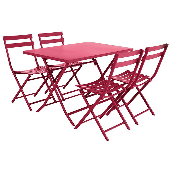 HESPERIDE - Table de jardin pliante rectangulaire "Greensboro" grenade 4 places en acier traité époxy - large