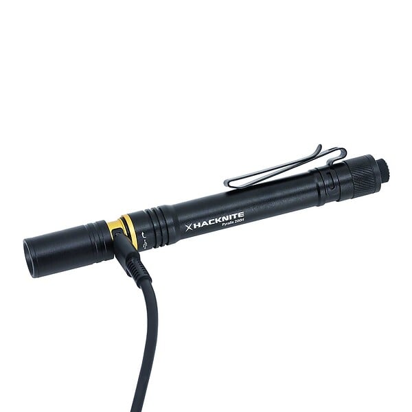 HACKNITE - Lampe de Poche LED stylo hybride Rechargeable et Piles - PYRALIS 200H - 200 lumens -HACKNITE - large