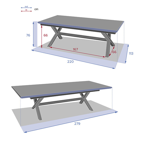 HESPERIDE - Table de jardin extensible "Axiome" ardoise granitée 10 places en aluminium traité époxy - large