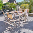 HESPERIDE - Table de jardin "Évasion" effet bois lin & argile 4 places lates en aluminium - vignette