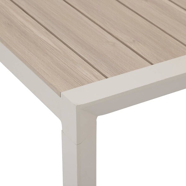 HESPERIDE - Table de jardin "Évasion" effet bois lin & argile 4 places lates en aluminium - large