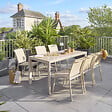 HESPERIDE - Table de jardin "Évasion" effet bois lin & argile 6 places lates en aluminium - vignette