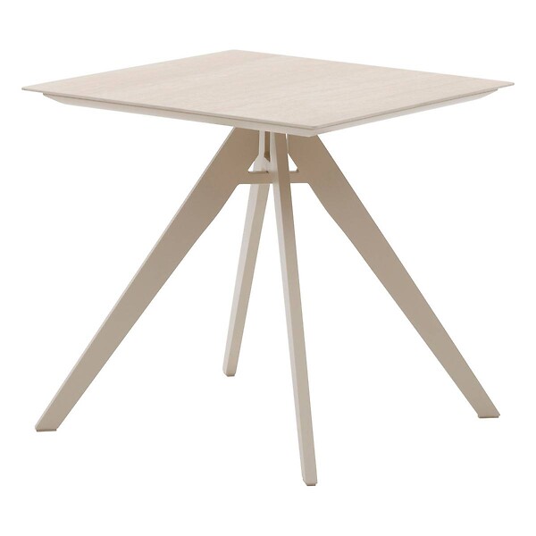HESPERIDE - Table de jardin carrée "Terzano" vanille & argile 2 places en aluminium - large