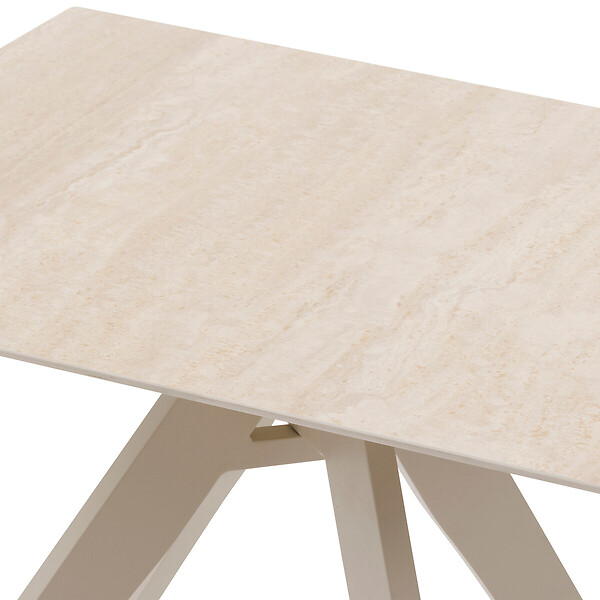 HESPERIDE - Table de jardin carrée "Terzano" vanille & argile 2 places en aluminium - large