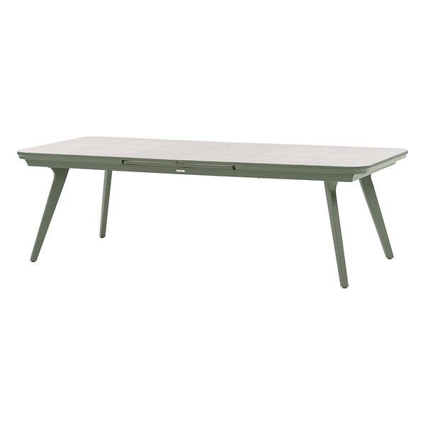 HESPERIDE - Table de jardin extensible "Pulpy" vert laurier & gris granite 12 places en aluminium verre et céramique - large
