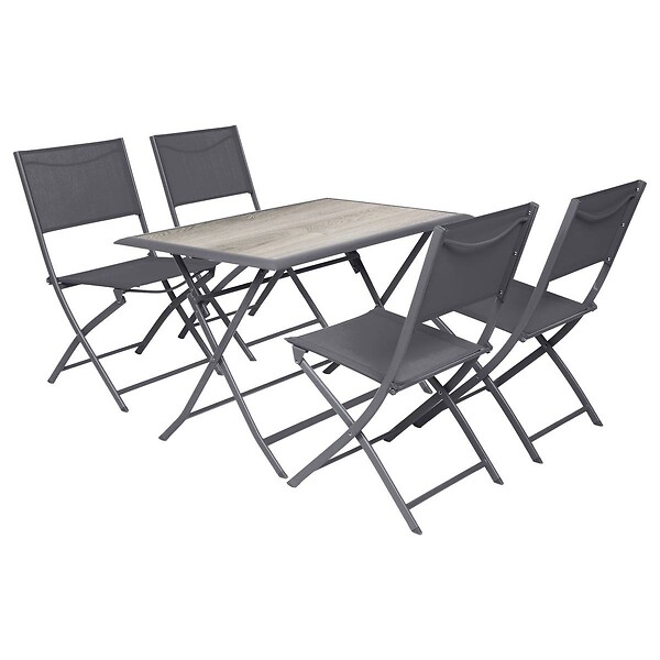 HESPERIDE - Table de jardin pliante rectangulaire "Azua" gris smoke 4 places en aluminium traité époxy - large