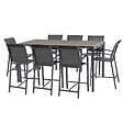 HESPERIDE - Table haute extensible de jardin "Evasion" seigle effet bois & graphite 8 places en aluminium traité époxy - vignette