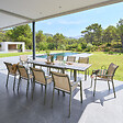 HESPERIDE - Table de jardin extensible coulissante "Évasion" effet bois lin & vert laurier 10 places lates en aluminium - vignette