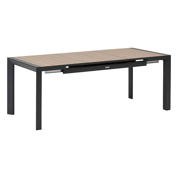 HESPERIDE - Table de jardin extensible "Évasion" effet bois honey & graphite 8 places lates en aluminium - large