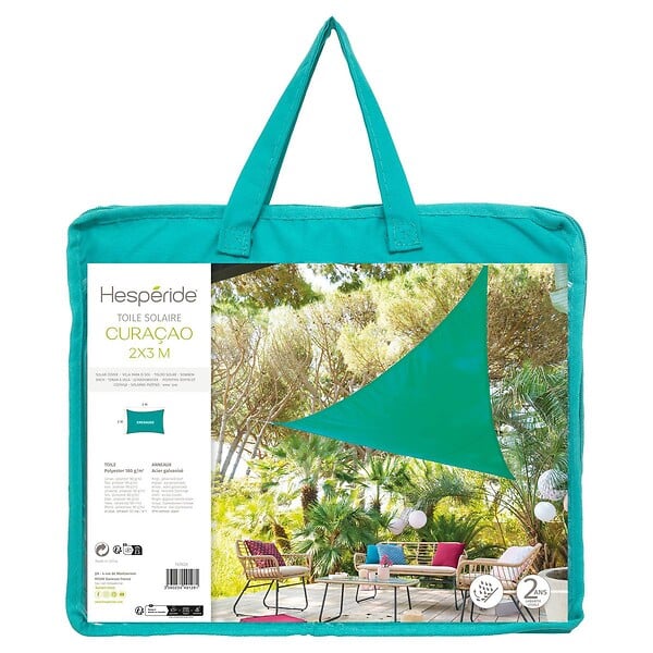 HESPERIDE - Voile d'ombrage rectangulaire "Curacao" émeraude 3x2m en polyester - large