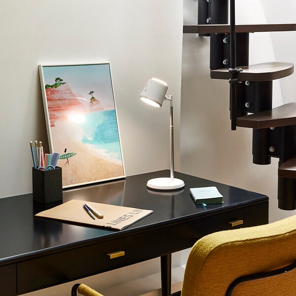 COREP - Lampe de bureau ABS blanc Corep SAFFAR H40.50cm - large