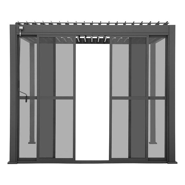 HESPERIDE - Portes coulissantes pour pergola bioclimatique "Evora" grand modèle - 1/3 côté 2,7 x 2,3 m Graphite - large