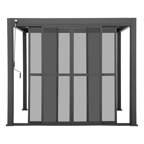 HESPERIDE - Portes coulissantes pour pergola bioclimatique "Evora" grand modèle - 1/3 côté 2,7 x 2,3 m Graphite - large